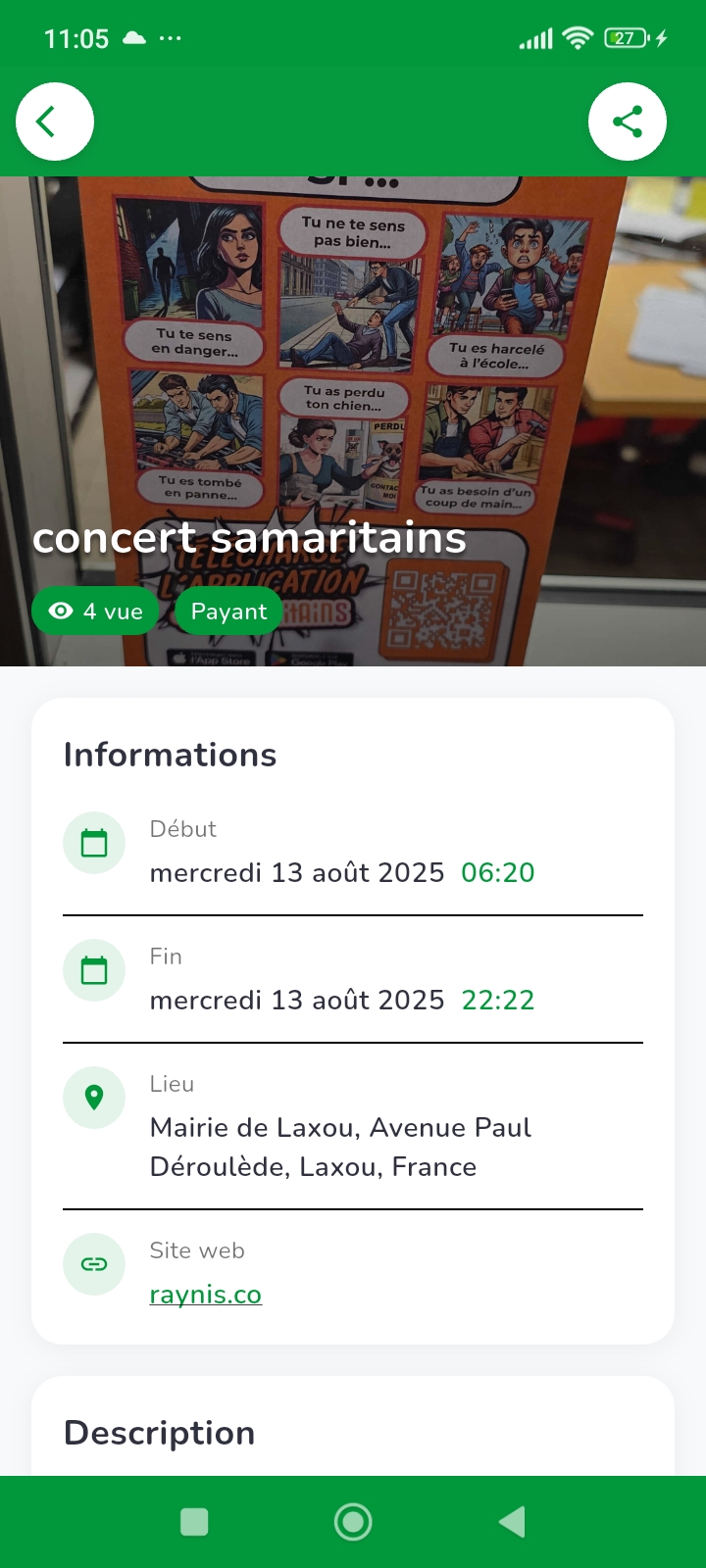 Choix d'événement